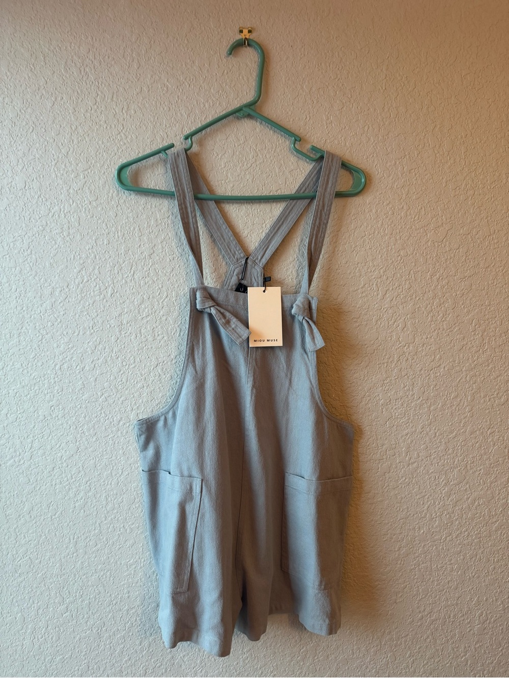 Light Blue Tie-Strap Linen Blend Romper